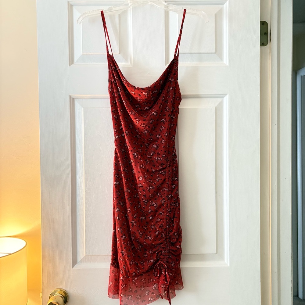 PrettyLittleThing Red Floral Mini Dress